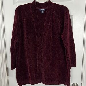 Lands’ End Women's Burgundy Open Front Cardigan Sweater - Size 1X